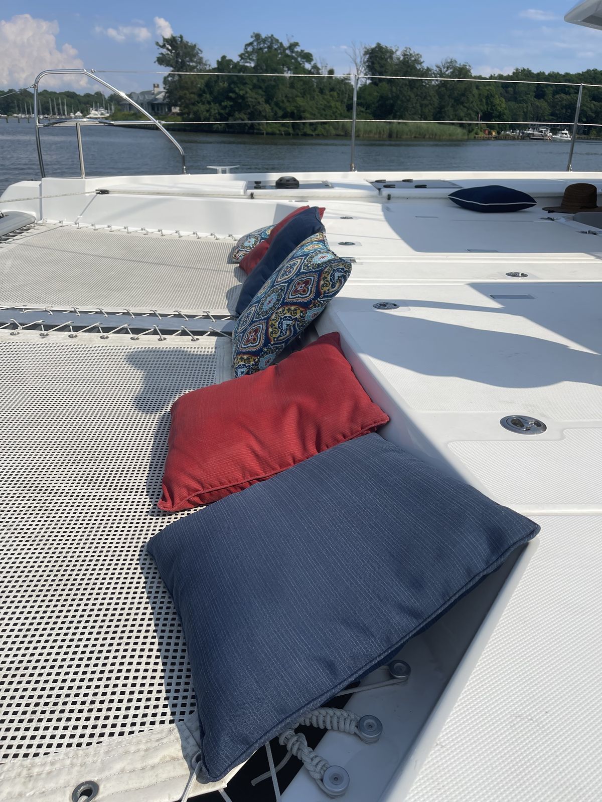 Forward trampoline with pillows, lifestyle