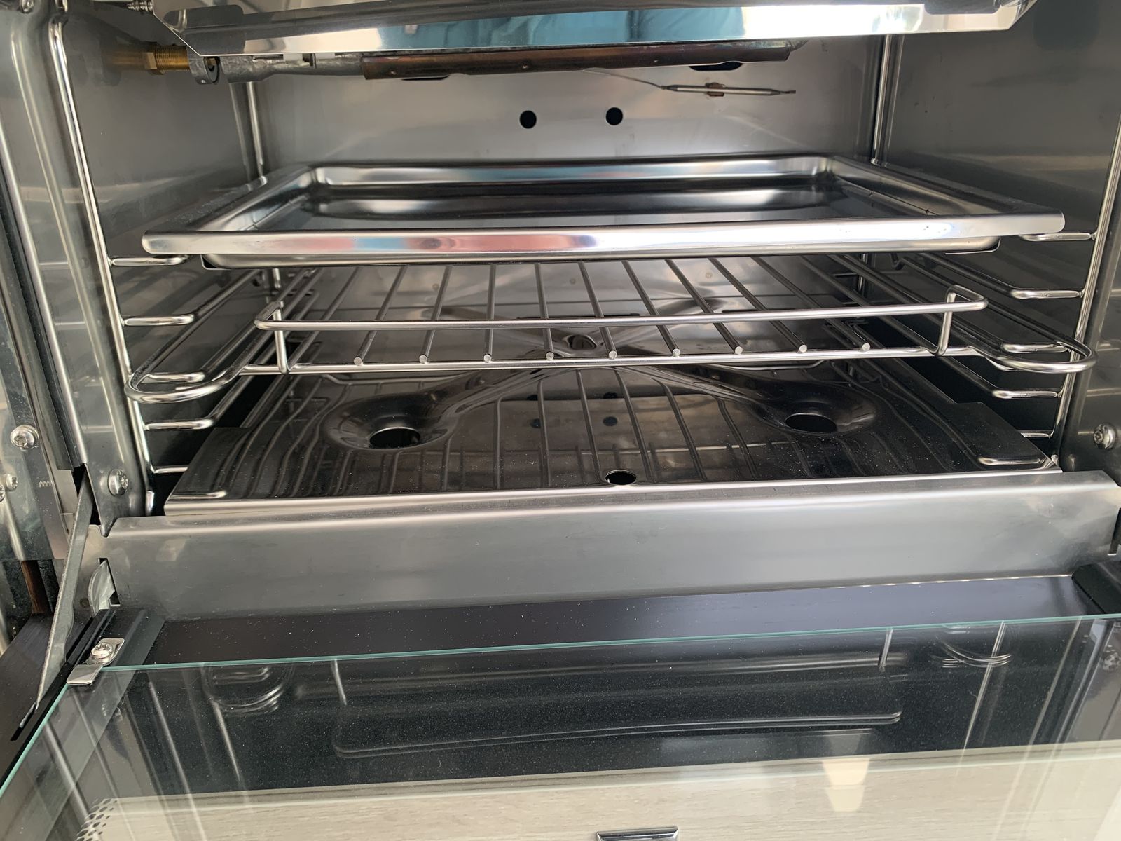 Oven interior with door open
